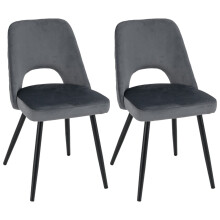 Set van 2 grijze eetkamerstoelen, gestoffeerd, draagvermogen 150 kg