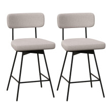 Draaibare barkrukken, set van 2, beige, linnen bekleding
