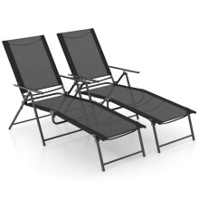Verstelbare opklapbare ligstoelset, zwart, 2-delig