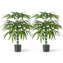 Set van 2 kunstmatige bamboeplanten, 100 cm, inclusief pot.