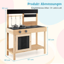 Buitenkeuken voor kinderen met gootsteen, kraan en fornuis