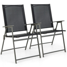 Set opklapbare tuinstoelen, weerbestendige stof, zwart