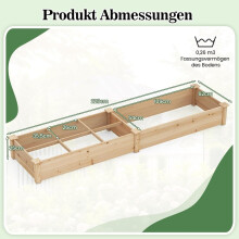 Jardinera elevada de madera con 2 jardineras, 228 x 62 x 25 cm