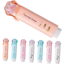 Set di 8 gomme da cancellare retrattili a forma di zampa di gatto per cancelleria scolastica, multicolore.