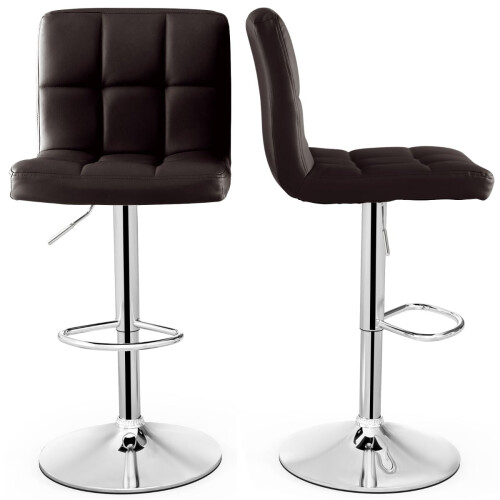 Verstellbare Drehhocker, 2er-Set, Kunstleder, Braun 1