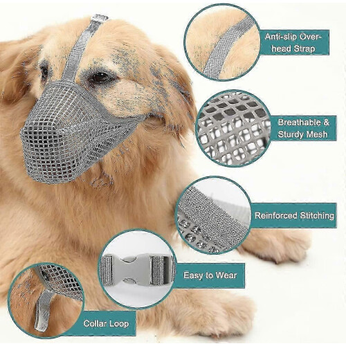 Adjustable Dog Muzzle with Soft Mesh for Small, Medium, and Large Breeds - Comfortable and Secure 1