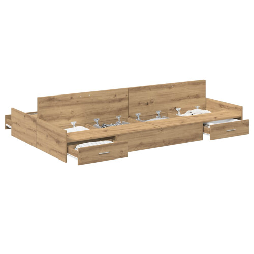 VidaXL vidaXL Storage Bed Frame Artisan Oak 120 x 190 cm Engineered Wood 2