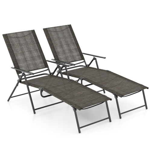 Verstelbare opklapbare ligstoelset, bruin, 2-delig 1