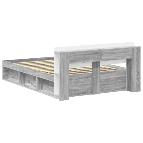 VidaXL vidaXL Bed Frame with Storage Grey Sonoma 140 x 200 cm Engineered Wood 1