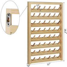 48 Spool Sewing Thread Stand,Wall Mount Sewing Thread Stand with Hook,Wooden Embroidery Organizer for Sewing