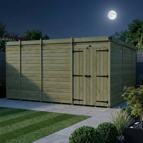 13 x 10 Pent Shed Tanalised (Double Door, No Windows) 2
