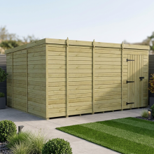 13 x 10 Pent Shed Tanalised (Single Door, No Windows)