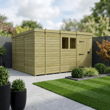 13 x 10 Pent Shed Tanalised (Single Door, With Windows)