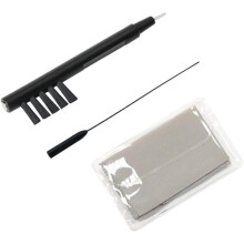 Kit di pulizia per apparecchi acustici da 3 pezzi: panno morbido, spazzola di precisione e asta per la pulizia ad aria.