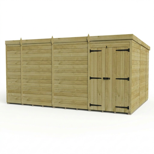 14 x 10 Pent Shed Tanalised (Double Door, No Windows) 1