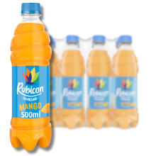 Rubicon 12 Pack Sparkling Mango Flavoured Fizzy Drink with Real Fruit Juice, Han