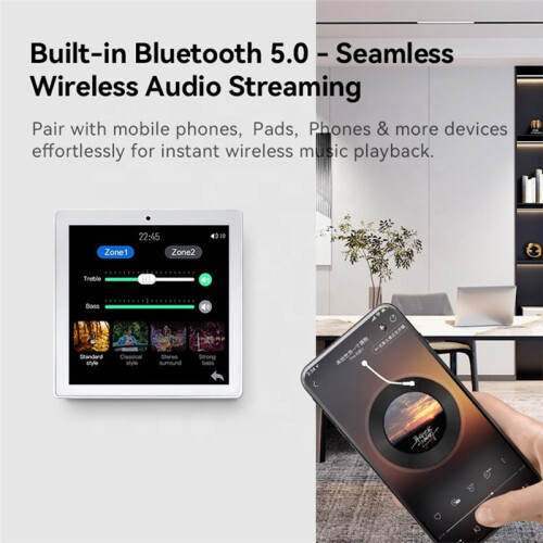4 Inch Wall Amplifier Embedded Central Control Screen   Music Panel USB TF Card Reader 25W