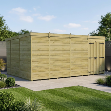15 x 10 Pent Shed Tanalised (Double Door, No Windows)