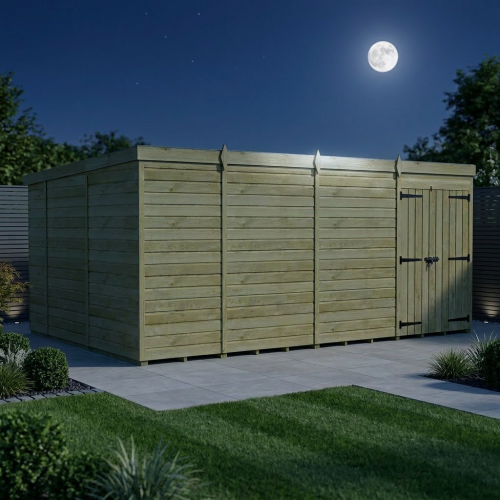 15 x 10 Pent Shed Tanalised (Double Door, No Windows) 2