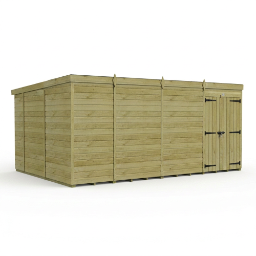 15 x 10 Pent Shed Tanalised (Double Door, No Windows) 1