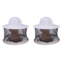 2X BeeKeeping Protective Bee Hat Anti Bee White Hat- Combo Bee Hat Bug Mesh Mask Beekeeping Protection Beekeeper