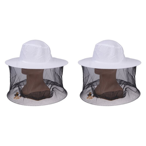2X BeeKeeping Protective Bee Hat Anti Bee White Hat- Combo Bee Hat Bug Mesh Mask Beekeeping Protection Beekeeper
