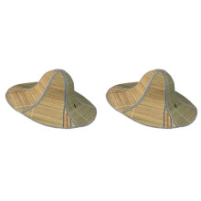 2X Chinese Retro Bamboo Rattan Fisherman Hat, Handmade Weave Straw, Tourism Rain Dance Props, Cone Fishing Sunshade