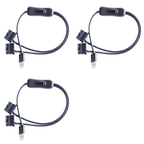 3X USB 5V to Dual 4PIN  Fan Adapter Cable with  Y Splitter for Computer Chassis Desktop PC Case Cooling 1