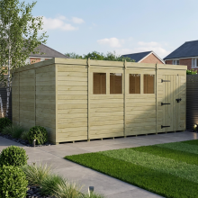 15 x 10 Pent Shed Tanalised (Single Door, With Windows)