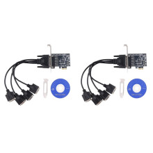 2X PCI-E Serial Port Card Pcie to 4 Serial Port RS232 9-Pin Industrial Control 4-Port Expansion Card AX99100 with Cable