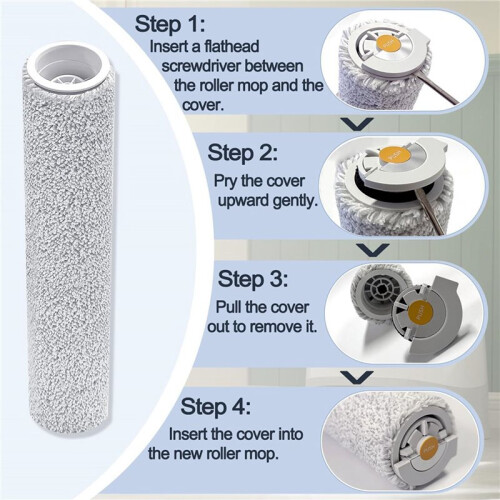 4x Replacement Roller Mops for  Qrevo Curv 2 Flow, Robot Vacuum Cleaner Accessory Kit -Mopping Roller