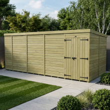 19 x 7 Pent Shed Tanalised (Double Door, No Windows)