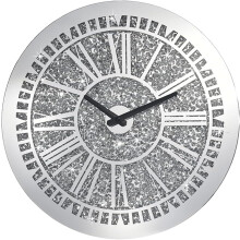 Silver Round 40cm Crushed Diamond Wall Clock