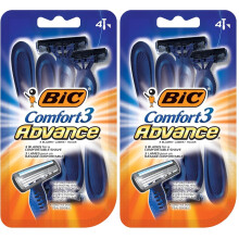BIC Comfort 3 Advance Disposable Razors for Men, For an Ultra-Soothing and Close Shave, 4 Piece Razor Set (Pack of 2)