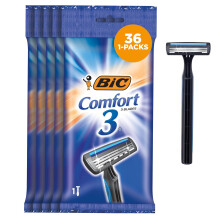 BIC Comfort 3 Disposable Razors, Long-Lasting 3-Blade Razors for Men, Perfect razors Designed for Smooth and Comfortable Shave, 1 Count (Pack of 36)