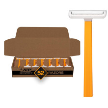 BIC Sensitive Men's Disposable 1-Blade Razors, Smooth Shave for Dorm and Daily Grooming, 52-Pack
