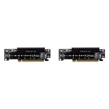 2X PCIe X16 to X8+X4+X4 Split Expansion Adapter Card PCIE4.0 M.2 NVMEx2 Input Support 2280/2260/2242/2230 SSD