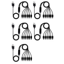 5X 6-in-1 USB Type C Splitterkabel C Datatransmissie Oplaadkabel voor Telefoontablet 1,5 M