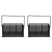 2X Cutlery Storage Basket with 4 Compartments, Mesh Flatware Holder Organizer Perfect for Home, Kitchen, Party, Camping