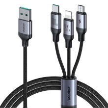 Joyroom 3-In-1 Usb-A To Lightning, Usb-C, Micro-Usb, 100W, 1.2M - Black