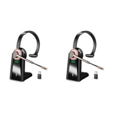 2X Wireless Headset, Headset with Noise Canceling Microphone, Wireless Headset with USB Dongle for Home Office