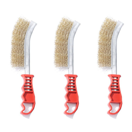 3PCS Multi-Function Tool Wire Brush Copper Plated Long Handle Cleaning Brush Kitchen Grill Special Plate Rust Removal 1