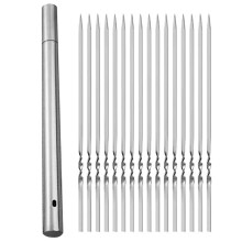 20 Pcs Reusable Barbecue Skewer Rotatable Flat Metal Barbecue Skewers for Garden Courtyard Barbecue