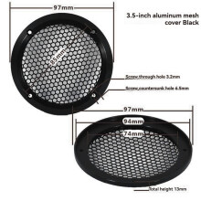 4X Aluminum Car Tweeter Speaker Grill Cover, 3.5 Inch, Full Metal Mesh Grille for Audio Enhancement Black