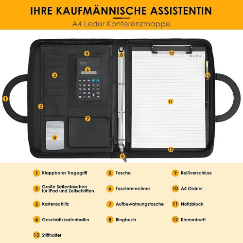 A4 PU Clipboard File Folder with Calculator 1
