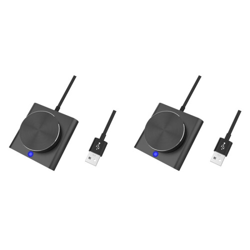 2X USB Volume Control Knob External Audio Adjuster with USB Cable for PC, Speaker Knob