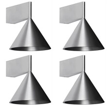 4X Nordic Brushed Metal Small Wall Lamp, Living Room, Study, Dining Room, Decorativecone-Shaped Wall Lamp Silver