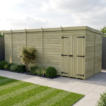 19 x 8 Pent Shed Tanalised (Double Door, No Windows)