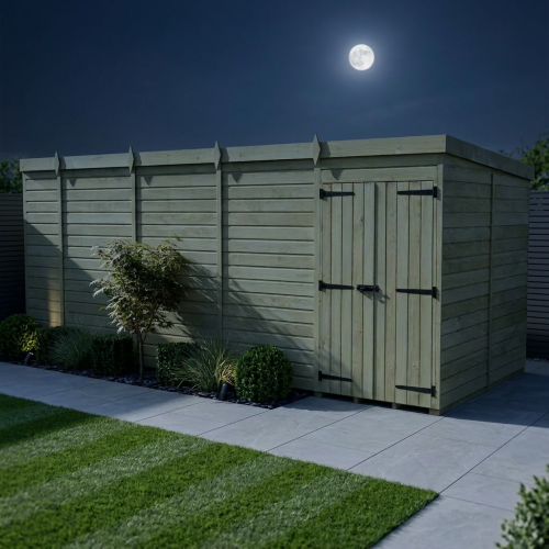 19 x 8 Pent Shed Tanalised (Double Door, No Windows) 2