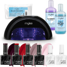 Mylee Professional Gel Nail Kit (Core) | Grande LED Nail Lamp, 4 Gel Polish Shades, Top & Base Coat, Prep & Wipe, Gel Remover